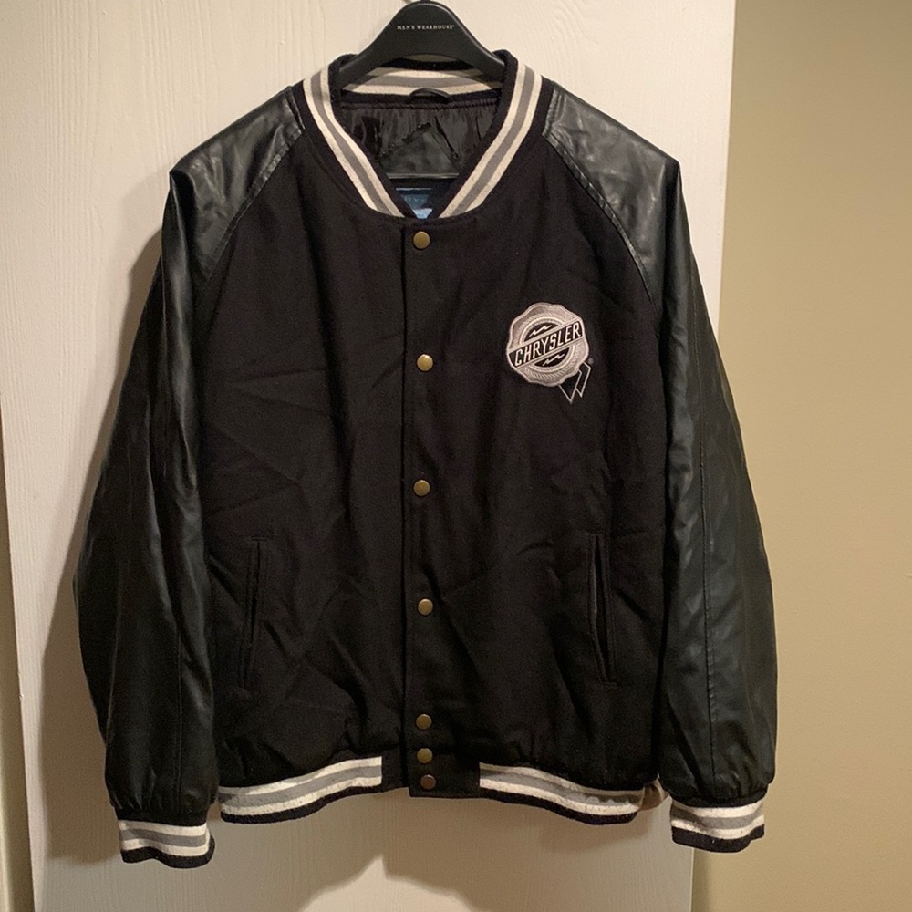 Chrysler Vintage Wool Blend Faux Leather Varsity Bomber Jacket Men’s XL